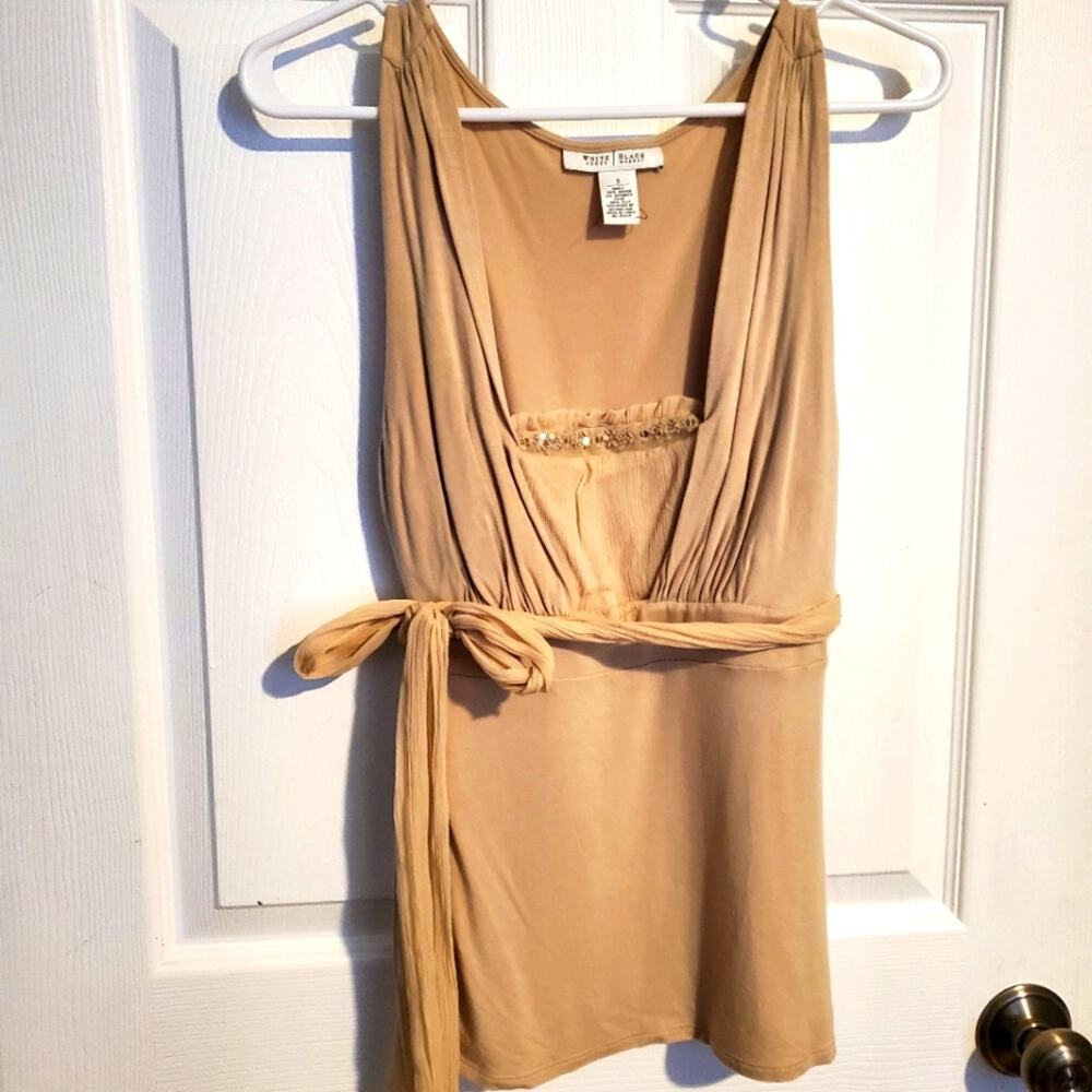WH|BM sleeveless top with sequins Ties at the waist Size small